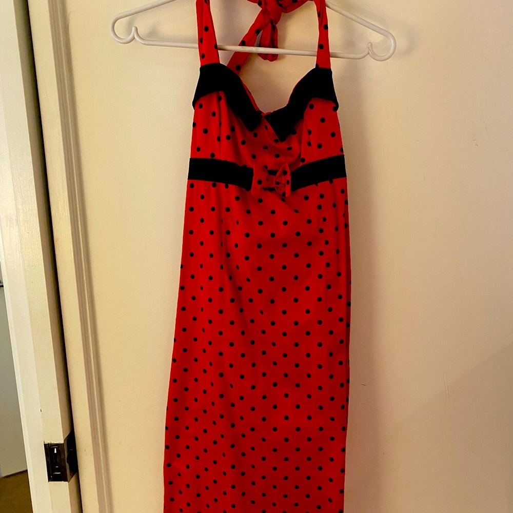 Collectif Halter polka dot dress